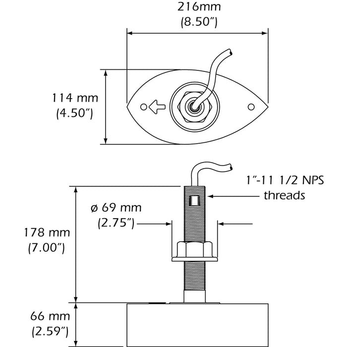 Furuno 556TID-HDD SS260 Stainless Steel Thru-Hull Transducer w-Temp and Fairing Block - 10 Pin